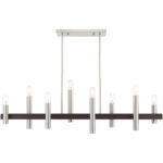 10 inch 8 Light Brushed Nickel & Bronze Linear Chandelier with Steel base material-Lighting LumensChandeliers