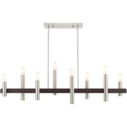 10 inch 8 Light Brushed Nickel & Bronze Linear Chandelier with Steel base material-Lighting LumensChandeliers