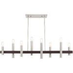 10 inch 8 Light Brushed Nickel & Bronze Linear Chandelier with Steel base material-Lighting LumensChandeliers