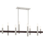 10 inch 8 Light Brushed Nickel & Bronze Linear Chandelier with Steel base material-Lighting LumensChandeliers