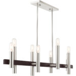 10 inch 8 Light Brushed Nickel & Bronze Linear Chandelier with Steel base material-Lighting LumensChandeliers