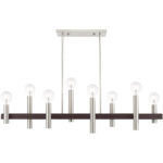 10 inch 8 Light Brushed Nickel & Bronze Linear Chandelier with Steel base material-Lighting LumensChandeliers