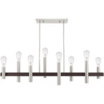 10 inch 8 Light Brushed Nickel & Bronze Linear Chandelier with Steel base material-Lighting LumensChandeliers