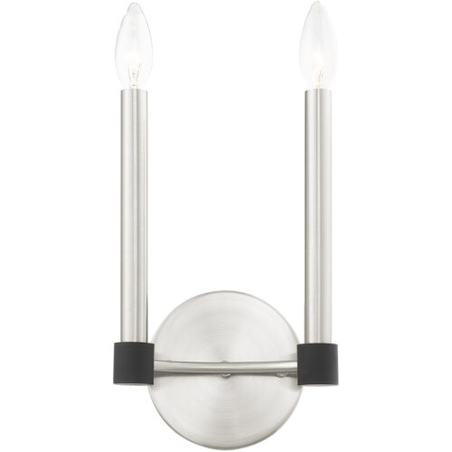 7 inch 2 Light Brushed Nickel Wall Sconce with Steel base material-Lighting LumensWall Sconces