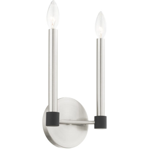 7 inch 2 Light Brushed Nickel Wall Sconce with Steel base material-Lighting LumensWall Sconces