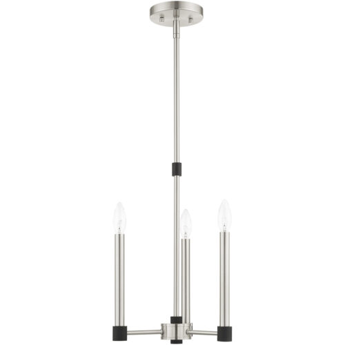 3 Light Brushed Nickel Chandelier with Steel base material-Lighting LumensChandeliers