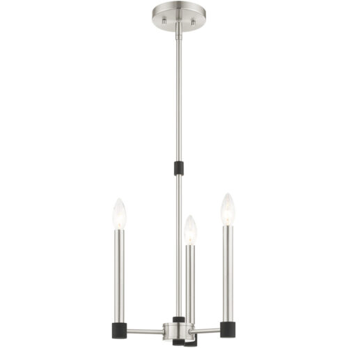 3 Light Brushed Nickel Chandelier with Steel base material-Lighting LumensChandeliers