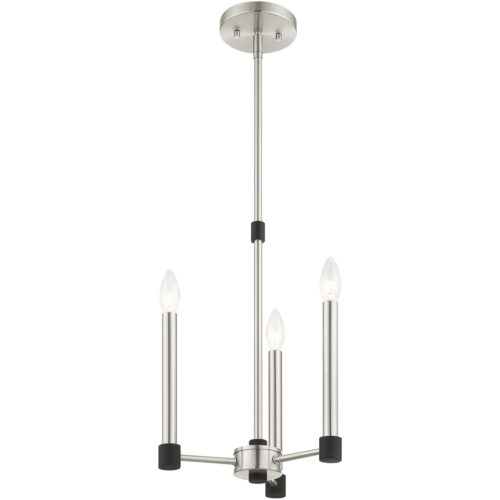 3 Light Brushed Nickel Chandelier with Steel base material-Lighting LumensChandeliers