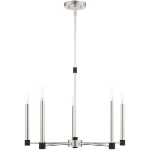 5 Light Brushed Nickel Chandelier with Steel base material-Lighting LumensChandeliers