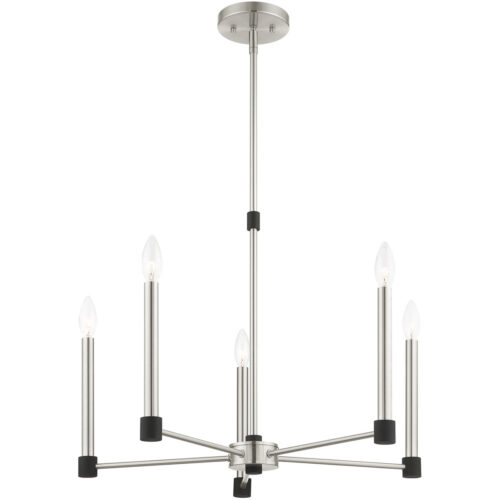 5 Light Brushed Nickel Chandelier with Steel base material-Lighting LumensChandeliers