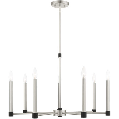 7 Light Brushed Nickel Chandelier with Steel base material-Lighting LumensChandeliers