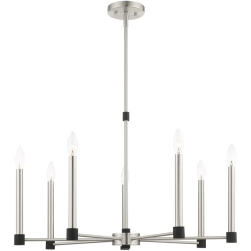 7 Light Brushed Nickel Chandelier with Steel base material-Lighting LumensChandeliers