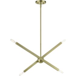 46983-01 4 Light Antique Brass Linear Chandelier-Lighting LumensChandeliers