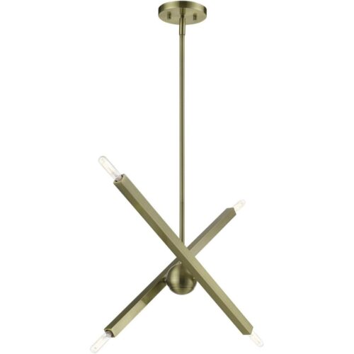 46983-01 4 Light Antique Brass Linear Chandelier-Lighting LumensChandeliers