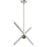 46983-91 4 Light Brushed Nickel Linear Chandelier with Black Chrome Finish Accent-Lighting LumensChandeliers