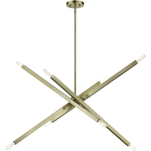 46987-01 8 Light Antique Brass Large Linear Chandelier-Lighting LumensChandeliers