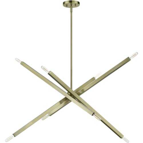 46987-01 8 Light Antique Brass Large Linear Chandelier-Lighting LumensChandeliers