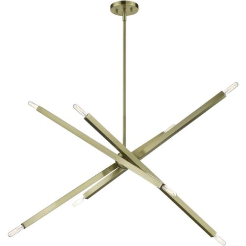 46987-01 8 Light Antique Brass Large Linear Chandelier-Lighting LumensChandeliers