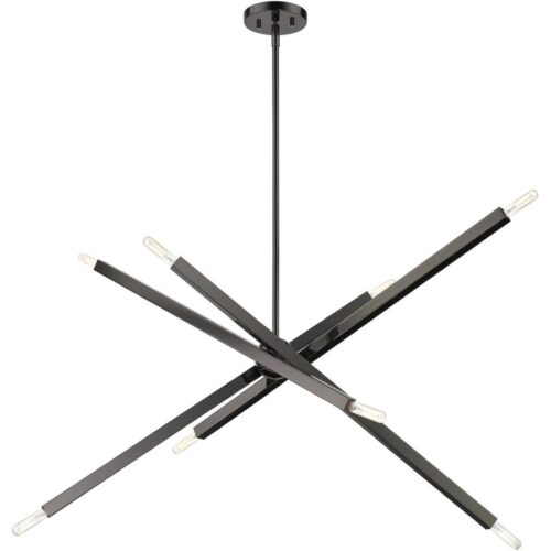 46987-46 8 Light Black Chrome Large Linear Chandelier-Lighting LumensChandeliers