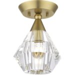 47070-08 1 Light Natural Brass Crystal Semi-Flush-Lighting LumensSemi Flush