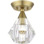 47070-08 1 Light Natural Brass Crystal Semi-Flush-Lighting LumensSemi Flush