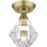 47070-08 1 Light Natural Brass Crystal Semi-Flush-Lighting LumensSemi Flush