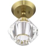 47070-08 1 Light Natural Brass Crystal Semi-Flush-Lighting LumensSemi Flush