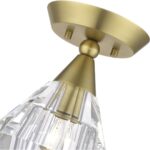 47070-08 1 Light Natural Brass Crystal Semi-Flush-Lighting LumensSemi Flush