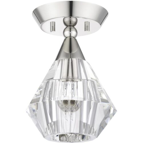 47070-35 1 Light Polished Nickel Crystal Semi-Flush-Lighting LumensSemi Flush