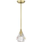 47071-08 1 Light Natural Brass Crystal Single Pendant-Lighting LumensPendant Lights