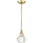 47071-08 1 Light Natural Brass Crystal Single Pendant-Lighting LumensPendant Lights