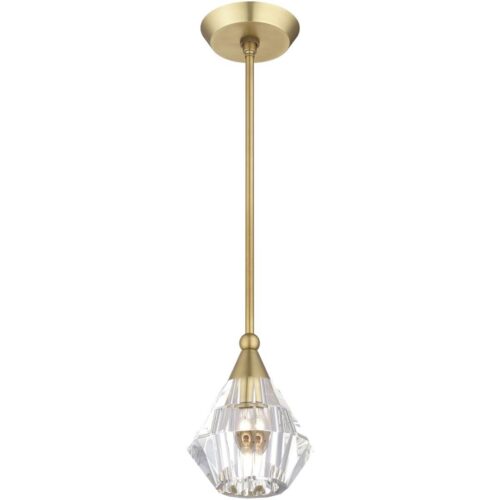 47071-08 1 Light Natural Brass Crystal Single Pendant-Lighting LumensPendant Lights