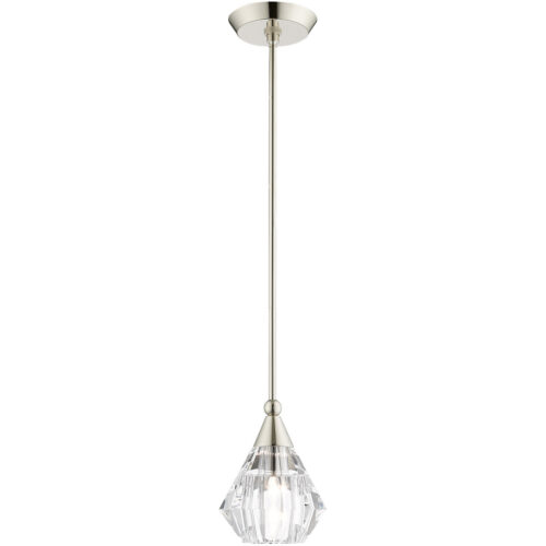 1 Light Polished Nickel Mini Pendant light Hanging Light Fixture with Clear Crystals Shade-Lighting LumensPendant Lights