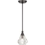 47071-46 1 Light Black Chrome Crystal Single Pendant-Lighting LumensPendant Lights