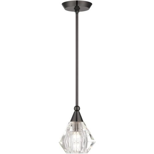 47071-46 1 Light Black Chrome Crystal Single Pendant-Lighting LumensPendant Lights