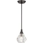 47071-46 1 Light Black Chrome Crystal Single Pendant-Lighting LumensPendant Lights