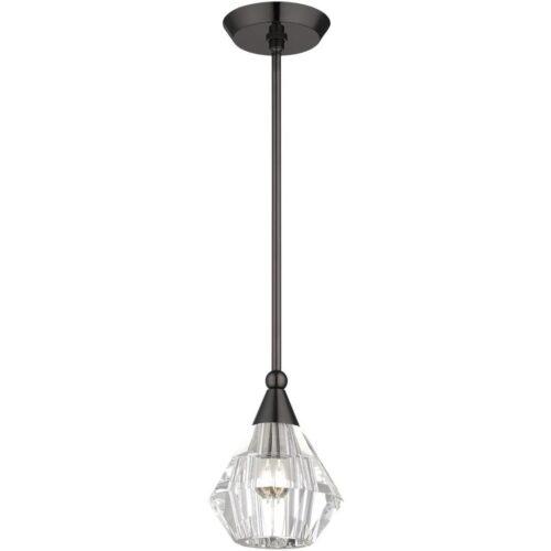 47071-46 1 Light Black Chrome Crystal Single Pendant-Lighting LumensPendant Lights