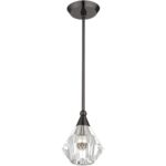 47071-46 1 Light Black Chrome Crystal Single Pendant-Lighting LumensPendant Lights