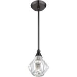 47071-46 1 Light Black Chrome Crystal Single Pendant-Lighting LumensPendant Lights