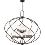 8 Light + 4 Light Olde Bronze Foyer Chandelier with Hand Blown Satin Opal White Glass Shade-Lighting LumensChandeliers