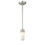 1 Light Brushed Nickel Pendant light Hanging Light Fixture with Hand Blown Satin White Glass Shade-Lighting LumensPendant Lights