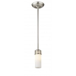 1 Light Brushed Nickel Pendant light Hanging Light Fixture with Hand Blown Satin White Glass Shade-Lighting LumensPendant Lights