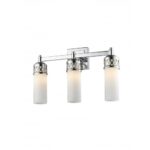 17.5 inch 3 Light Polished Chrome Bathroom Vanity light fixture with Hand Blown Satin White Glass Shade-Lighting LumensBath/Vanity