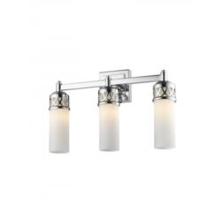 17.5 inch 3 Light Polished Chrome Bathroom Vanity light fixture with Hand Blown Satin White Glass Shade-Lighting LumensBath/Vanity