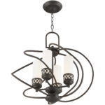 4 Light Olde Bronze Chandelier with Hand Blown Satin White Glass Shade-Lighting LumensChandeliers