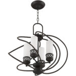 4 Light Olde Bronze Chandelier with Hand Blown Satin White Glass Shade-Lighting LumensChandeliers