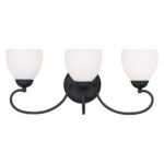 22.75 inch 3 Light Black Bathroom Vanity light fixture with Hand Blown Satin Opal White Glass Shade-Lighting LumensBath/Vanity