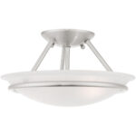 2 Light Brushed Nickel Ceiling Light fixture with Steel base material-Lighting LumensFlush Mount Ceiling Lights