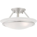 2 Light Brushed Nickel Ceiling Light fixture with Steel base material-Lighting LumensFlush Mount Ceiling Lights