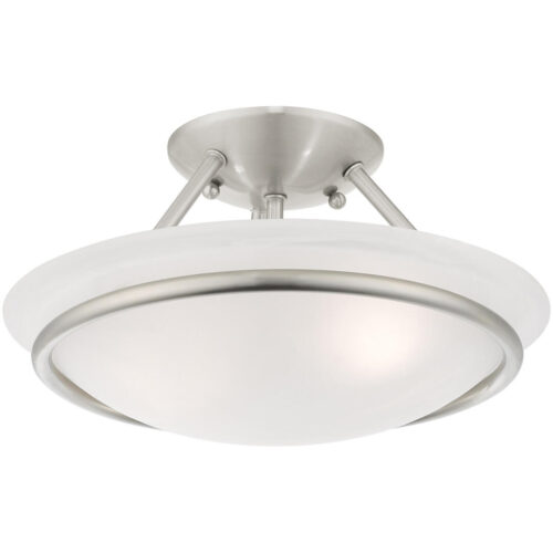 2 Light Brushed Nickel Ceiling Light fixture with Steel base material-Lighting LumensFlush Mount Ceiling Lights